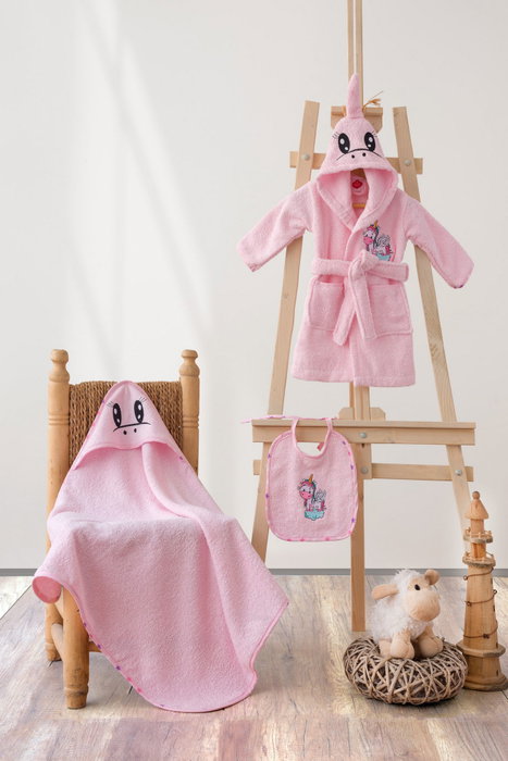 Mijölnir Set de Baño para Bebé de Algodón 100% Rosa - 0-2 Años